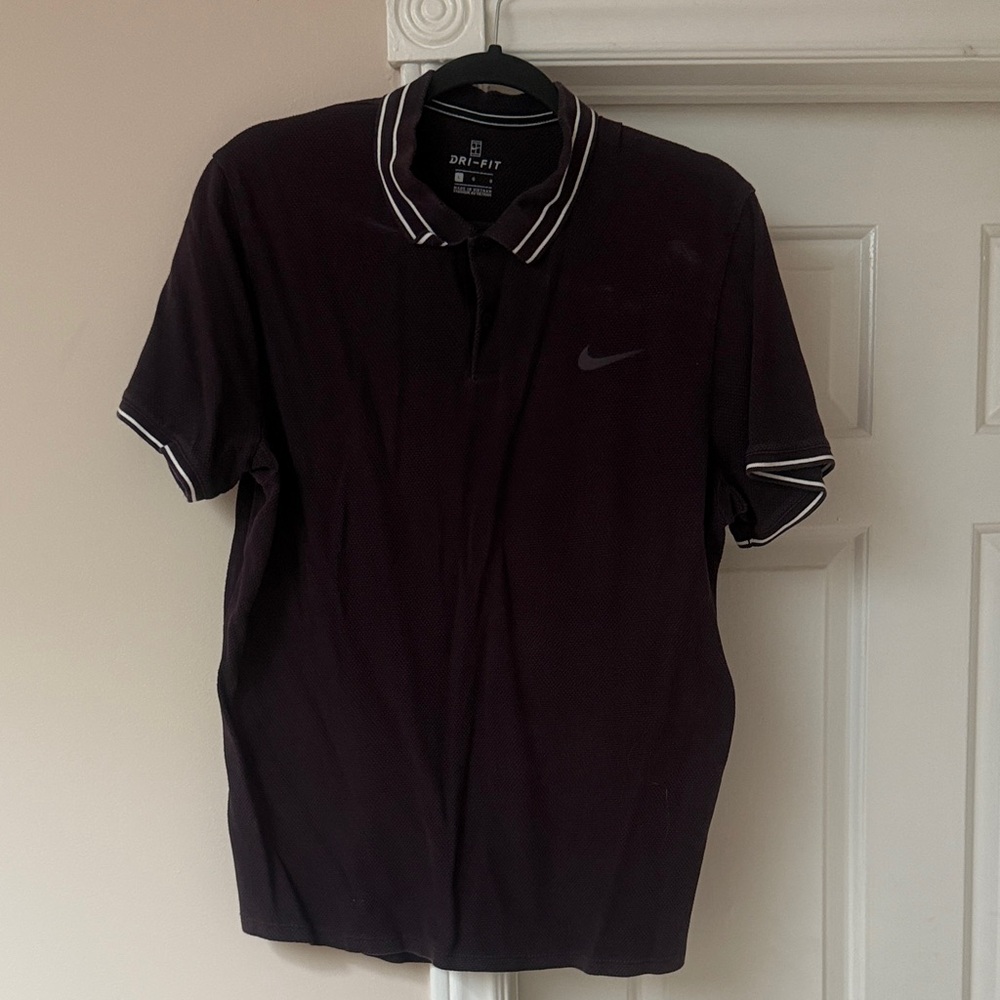 Nike Men's Dri-FIT Polo Shirt - Dark Burgundy with White Piping